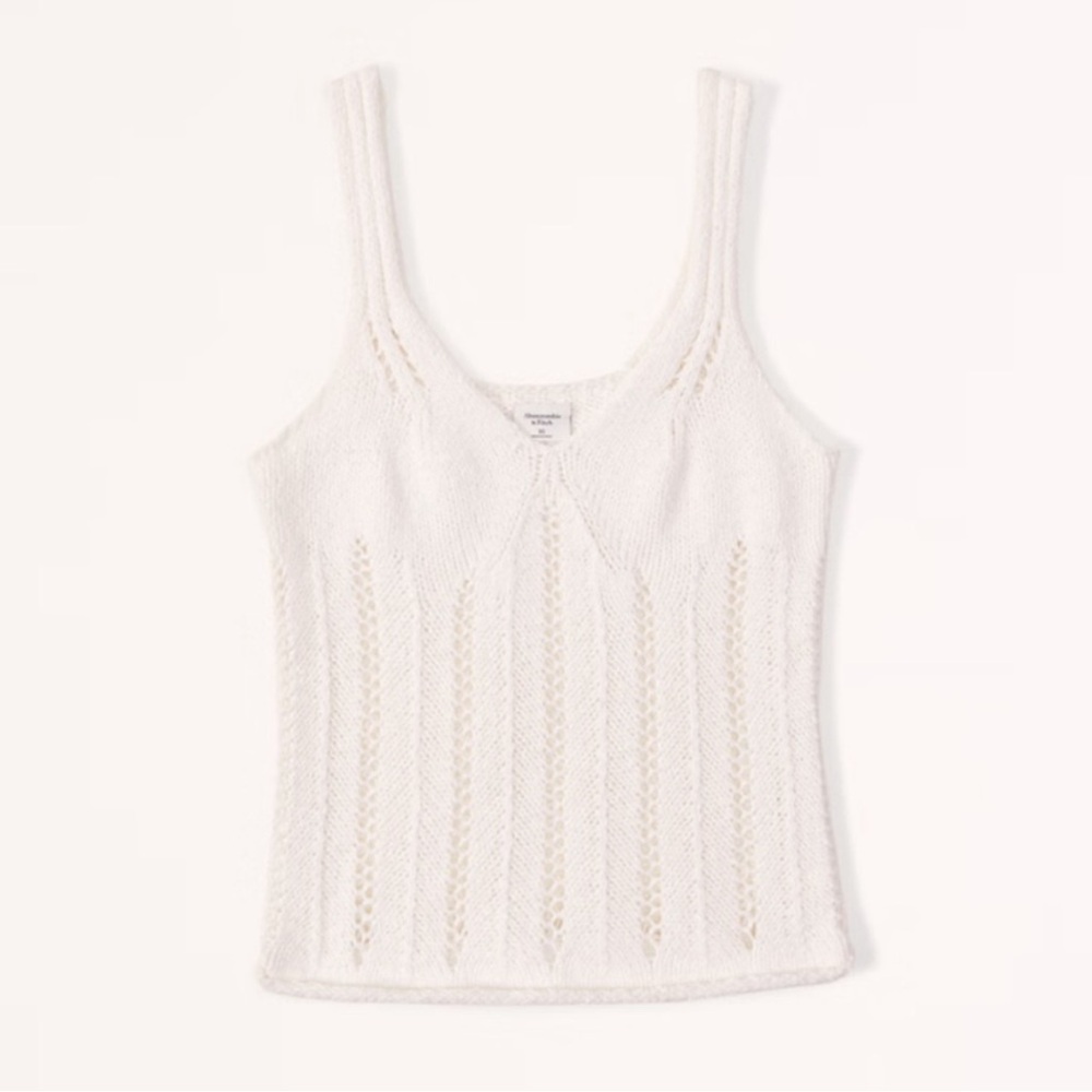 Abercrombie & Fitch Crochet V-neck Skimming Tank Top Size Medium White Beach